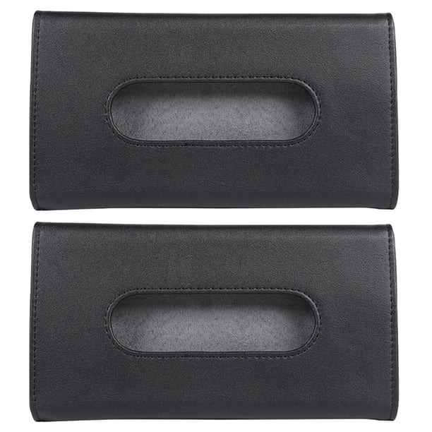 BRIGHTFUFU 2 servilleteros de piel sintética para visera de coche, color negro