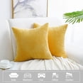 thumbnail image 7 of PiccoCasa 2Pcs Corduroy Cushion Covers Decorative Soft Throw Pillow Covers Yellow 18"x18", 7 of 7