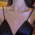 thumbnail image 2 of Collier Diamant à Franges Longues en Forme de Y Femmes, Collier Délicat, 2 of 5
