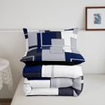 thumbnail image 5 of Homewish Navy Geometric Square Queen Comforter Set,Modern Aesthetic Comforter Sets Queen,Black Reversible,3 Pieces,1 Comforter and 2 Pillowcases, 5 of 7