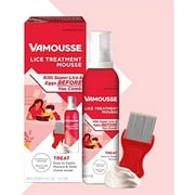 Vamousse Lice Treatment Mousse (6 fl oz), Clinically Proven to Kill Super Lice & Eggs, Easy to Apply & Rinse, Pesticide-Free & Non-Toxic, Includes Reusable Steel Comb