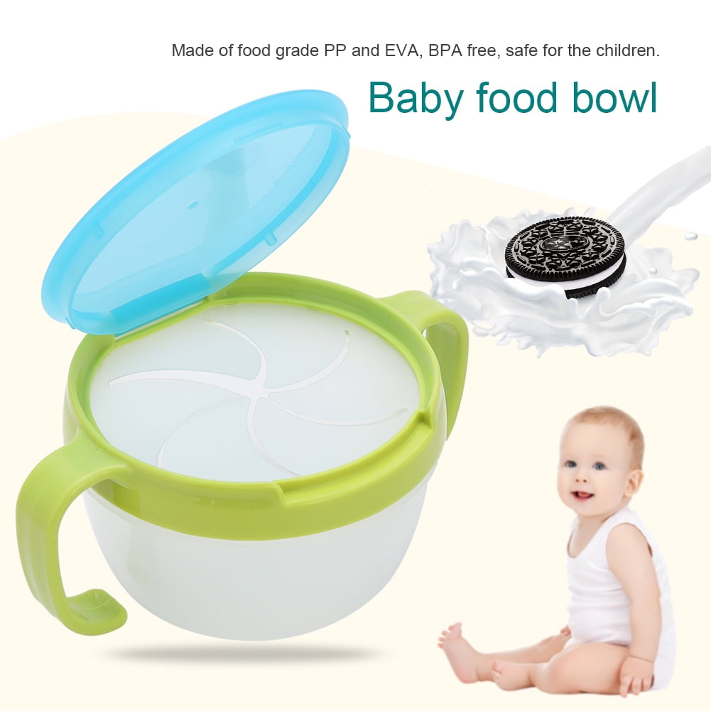 M Buder BPA Free Dual Handle Spill Proof Food Bowl Baby Snack Container for Toddlers, Green (3.5 inches / 9 cm)