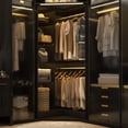 thumbnail image 3 of 36'' Corner Closet System - iSunirm Freestanding Corner Closet Organizer System with 2 Hanging Rods & 8 Storage Shelves, Built-in Garment Rack, for Bedroom/Closet, 36"W x 16"D x 80"H, Black, 3 of 7