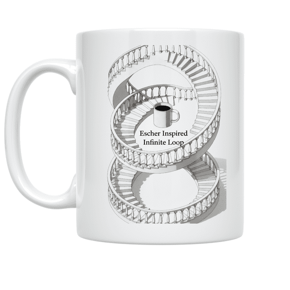 Escher Inspired Infinite Loop Design - Optical Illusion Enthusiast - 11 oz Ceramic Coffee Mug