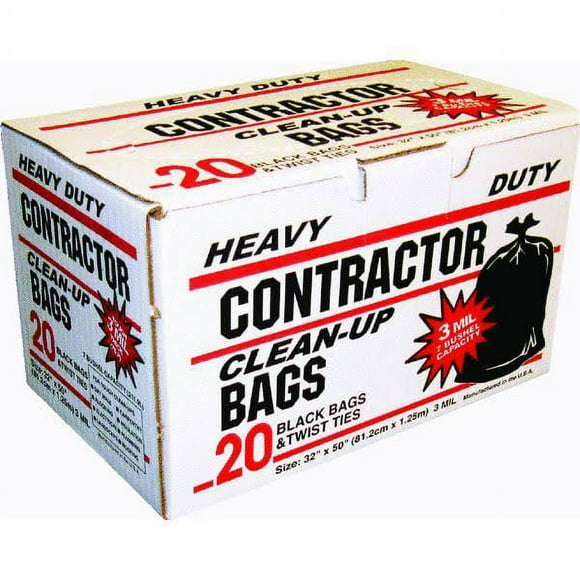 Primrose Plastics 11520-EAST Contractor Clean-Up Bag, Black, 32"x50", 20-Ct, Each
