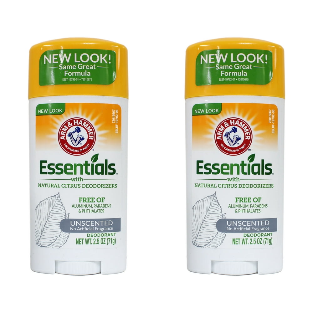 2 Pack Arm & Hammer Essentials Deodorant Solid, Unscented 2.5 Ounce