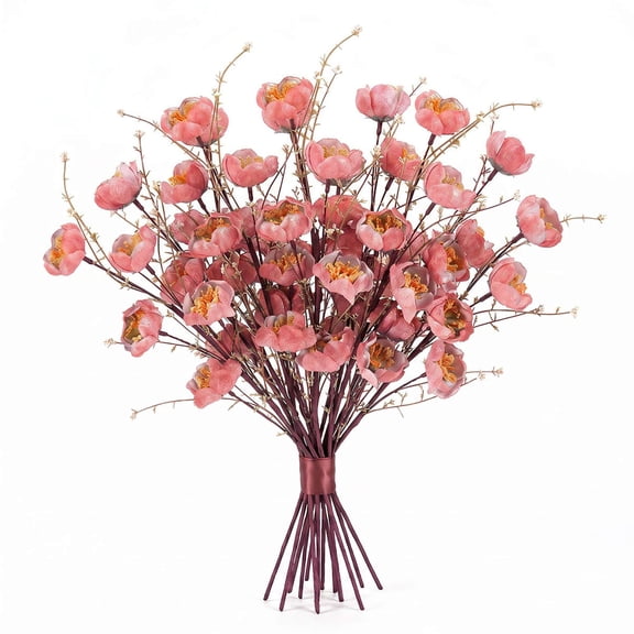 Deago 6 Pcs Artificial Azalea Flowers for Outdoor, Fake Silk Flower UV Resistant Realistic No Fade Faux Plastic Plants for Planter Garden Patio Lawn Indoor Decor (Pink)