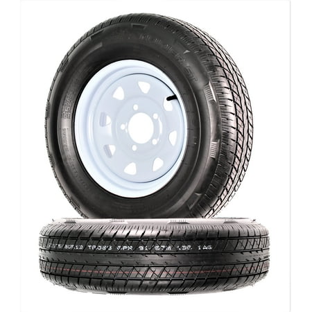 2-Pk Radial Trailer Tire On Rim ST175/80R13 175/80R-13 C 5 Lug White Spoke Wheel Sansujyuku sansujyuku.com
