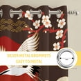 thumbnail image 6 of Japanese Style Kitchen Curtains Window Panels, Modern Cranes Cherry Flower Wave Brown Insulated Window Treatment Curtain, Grommet Curtains for Bedroom/Living Room/Bathroom, 2 Piece 42"Wx45"L, 6 of 8