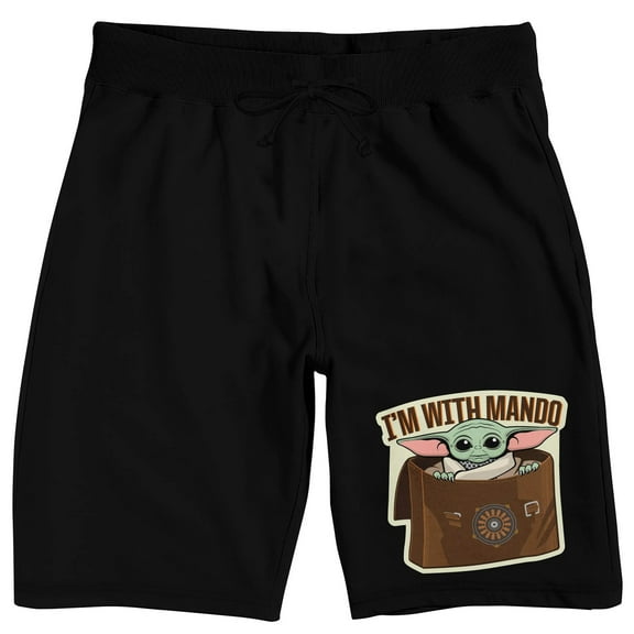 The Mandalorian I'm With Mando Men's Black Sleep Shorts-Medium