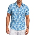 thumbnail image 2 of QHRMKOG Mens Hawaiian Shirt Loose Fit Print Short Sleeve Beach Shirts Light Tropical Holiday Button Down Hawaiian Shirt Summer Casual Shirts Blue M, 2 of 6