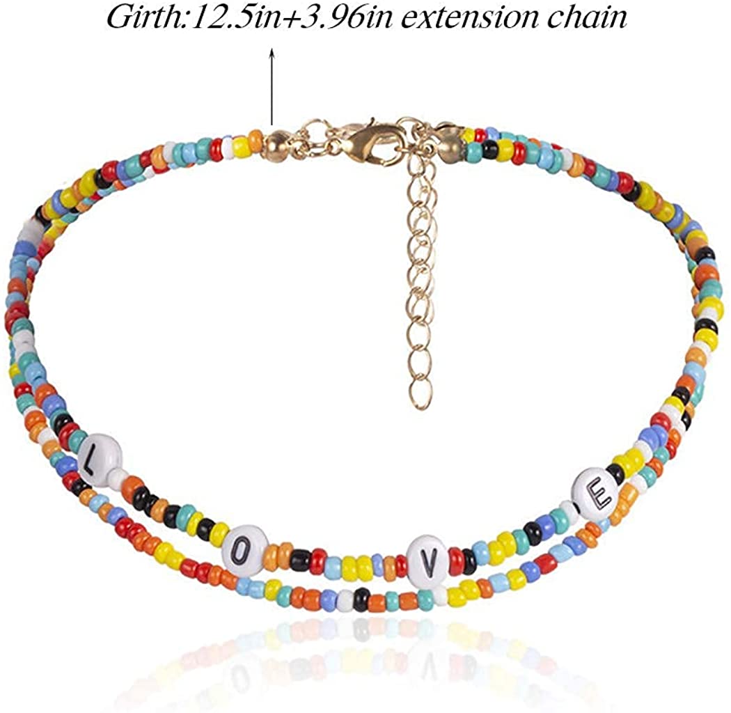 Boho Beaded Choker Rainbow Short 