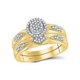 thumbnail image 2 of Diamond Princess 10kt Yellow Gold His Hers Round Diamond Cluster Matching Wedding Set 1/3 Cttw, 2 of 3
