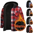 thumbnail image 4 of Chiccall Mens Flannel Hoodie Thick Warm Fleece Lined Plaid Drawstring Button Down Hooded Shirts for Men Fall Winter Casual Stylish Coats with Pocket, 4 of 4