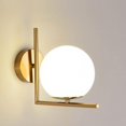 thumbnail image 1 of Lámpara de pared LED moderna con soporte de pantalla de bola de vidrio blanco para dormitorio, sala de estar, pasillo, baño, accesorio de iluminación para montaje en pared (luz cálida), 1 of 5