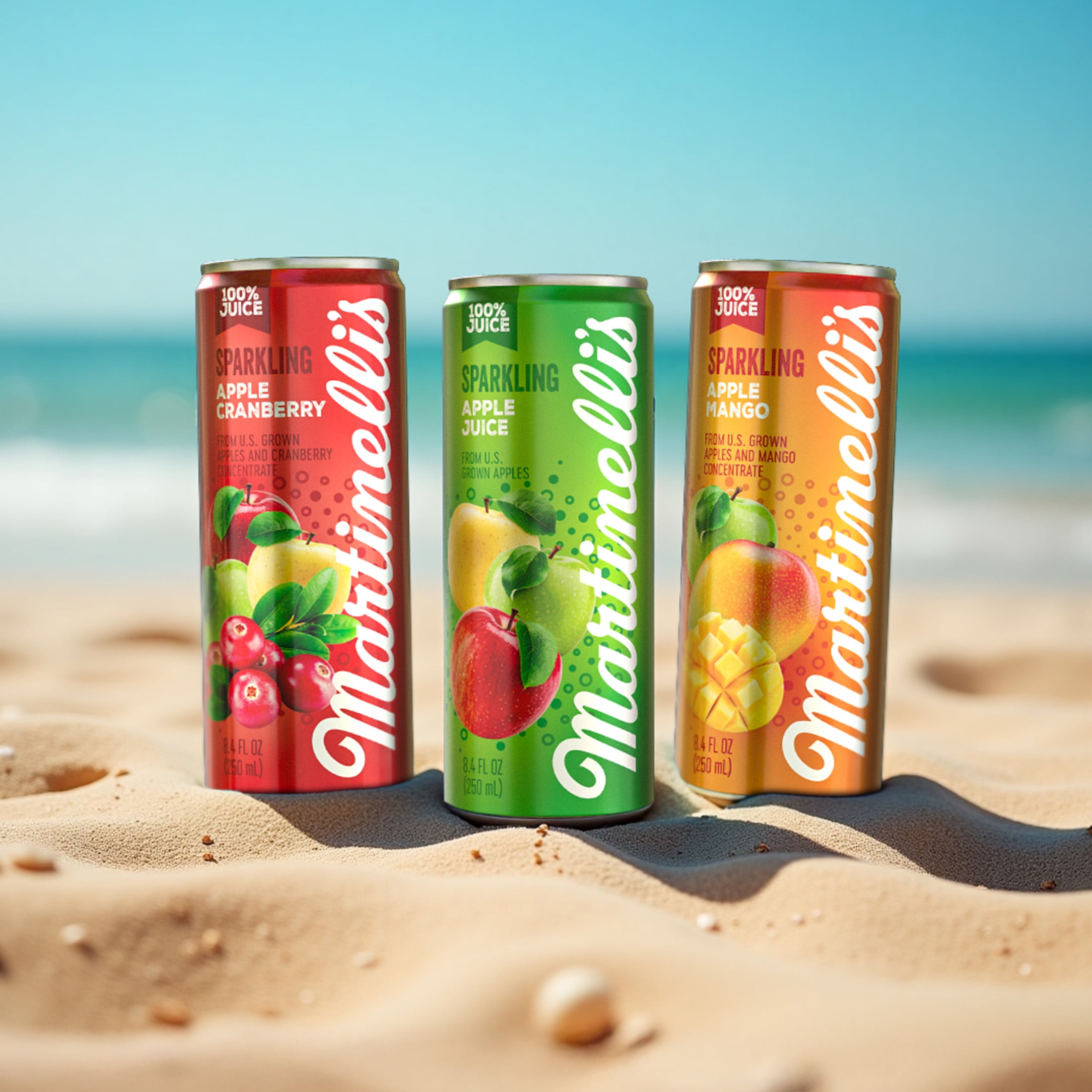 Martinelli's Gold Medal Sparkling Apple Mango with 100% Juice, 8.4 fl oz, 4 Pack Cans