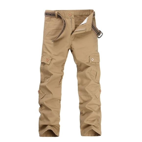 Qarigey Pantalón cargo Transpirable y cómodo Aplicación amplia Hecho con pantalones cargo para hombre de algodón Prendas para la parte inferior del cuerpo Caqui 36