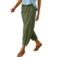 thumbnail image 4 of Hibeli Linen Pants Women Lightweight Drawstring Elastic Waist Cargo Jogger Pants with Pockets, 4 of 6