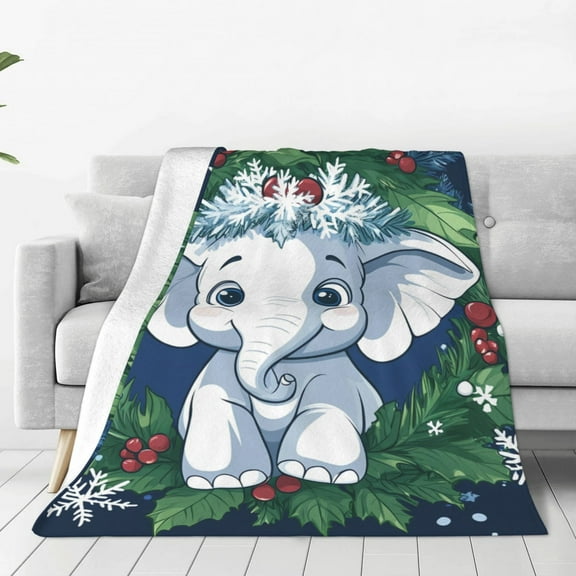 Elephant Flannel Blanket for Adults – Cozy Throw for Sofa Bed or Office Use for All Seasons 50x40