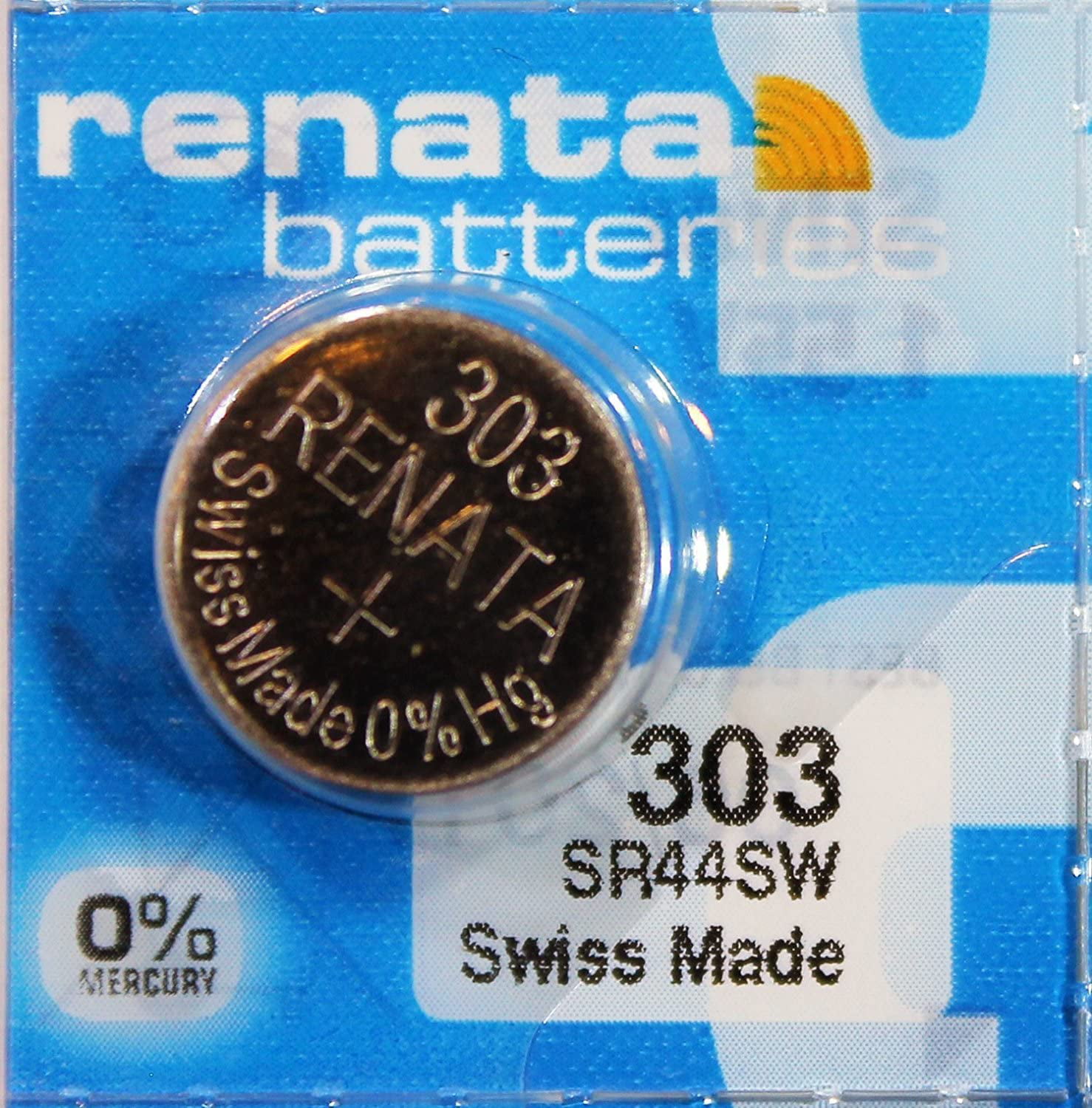 Renata 303 Pila Batteria Orologio Mercury Free Silver Oxide SR44SW Swiss 1.55V 