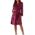 thumbnail image 2 of INSPIRE CHIC Women's Flannel Bathrobe Plush Soft Robe Fluffy Long Spa Robe XL Claret, 2 of 5