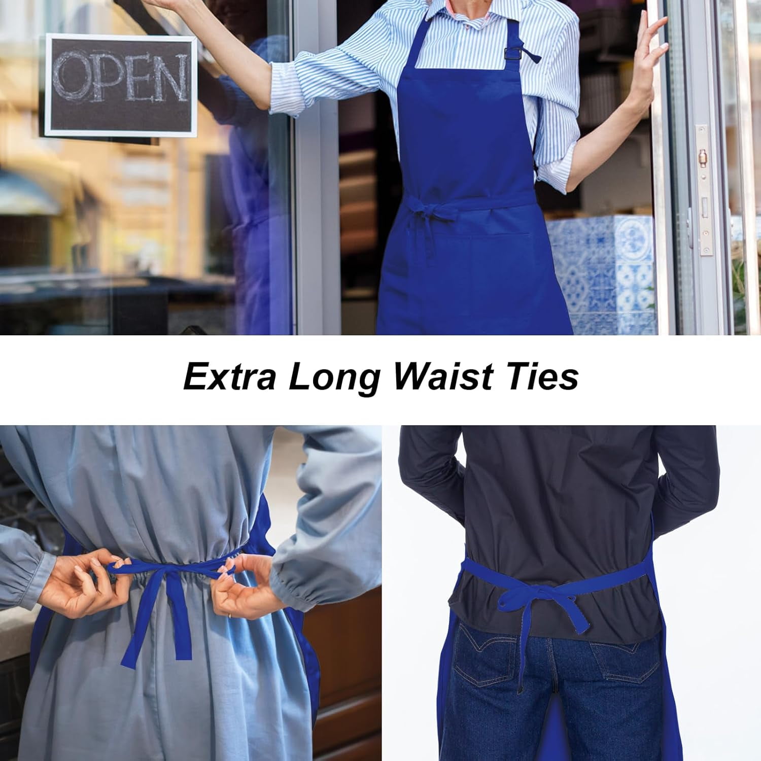 15 Pcs Adult Aprons Bulk with Pockets Adjustable Bib Chef Apron for Women Men Painting Cooking Crafting (S/L)
