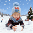 thumbnail image 5 of Baby Kids Winter Warm Hats, Infant Toddler Children Pom Pom Beanie Knit Cap Girls Boys-2 piece, 5 of 9