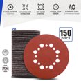 thumbnail image 2 of LINCONSON 150 Pack Assorted 40-400 Grit Sanding Disc Hook & Loop Orbit Sandpaper Ultra Dust Extraction Hole Configuration, 2 of 6