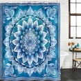 thumbnail image 2 of Blue Boho Floral Bathroom Shower Curtains with 12 Hooks Polyester Waterproof Shower Curtain for Stalls and Bathtubs Ethnic Tribal Abstract Flowers Motifs Decorative Bathroom Curtain 72x72 Inches, 2 of 8