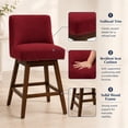 thumbnail image 6 of SESSLIFE Red Bar Stools with Back Set of 2, 26" Counter Height Swivel Bar Stools, Upholstered Farmhouse Counter Stools with Solid Wood Legs, Bar Chairs for Kitchen Island & Home, 6 of 11