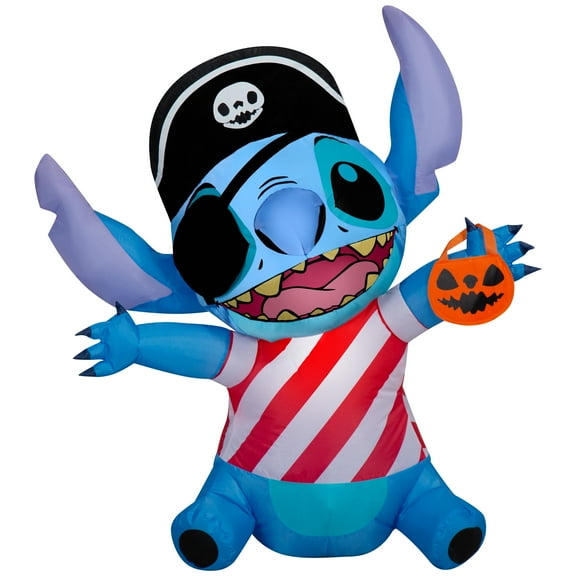 Gemmy Airblown Inflatable Stitch w/Pirate Costume Disney, 3 ft Tall, Multicolored
