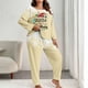 thumbnail image 1 of Conjunto de pantalones y blusa de poliéster para mujer, de manga larga, con estampado de moda, informal, para estar en casa, talla grande, 1 of 4