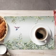 thumbnail image 5 of Floral Bird Table Placemats Set of 4 Eucalyptus Hummingbird White Green Leaf Flower Country Garden Indoor Outdoor Table Placemat for Holiday Banquet Kitchen Table Decor, 5 of 6