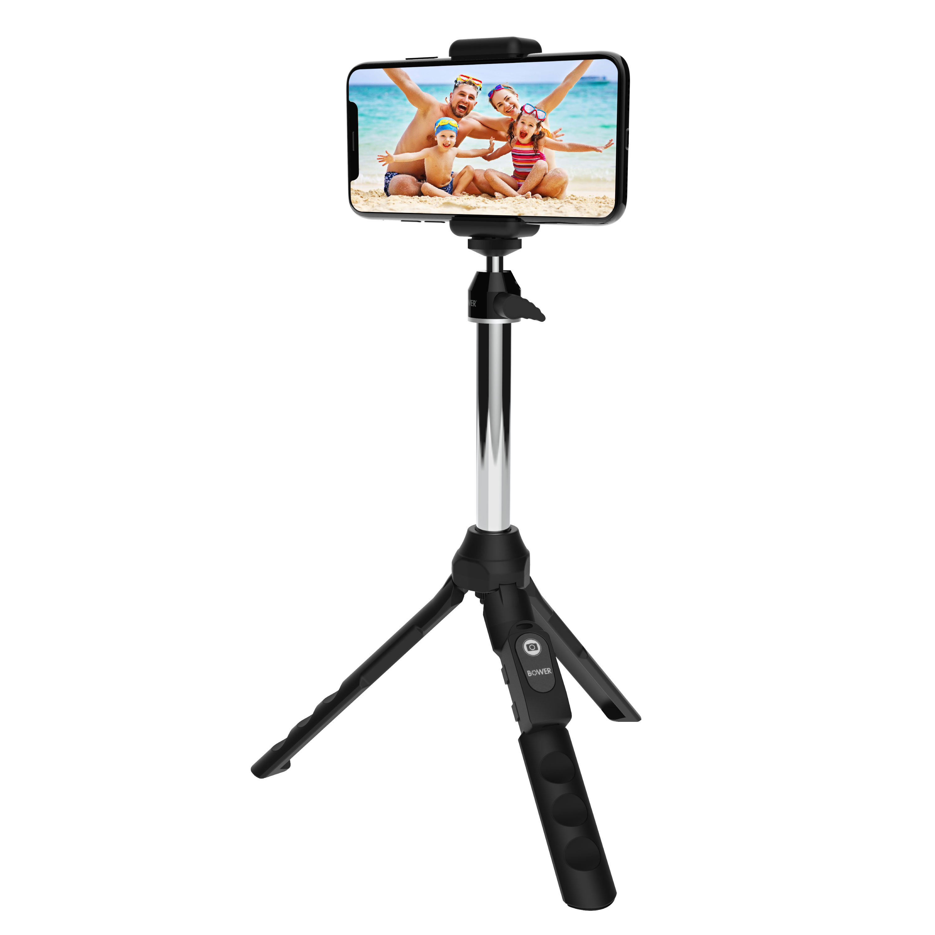 Bower 6 -in-1 Multi Selfie Tripod with Smartphone, GoPro Mount, and Rechargeable Wireless Remote, Black - image 2 of 7