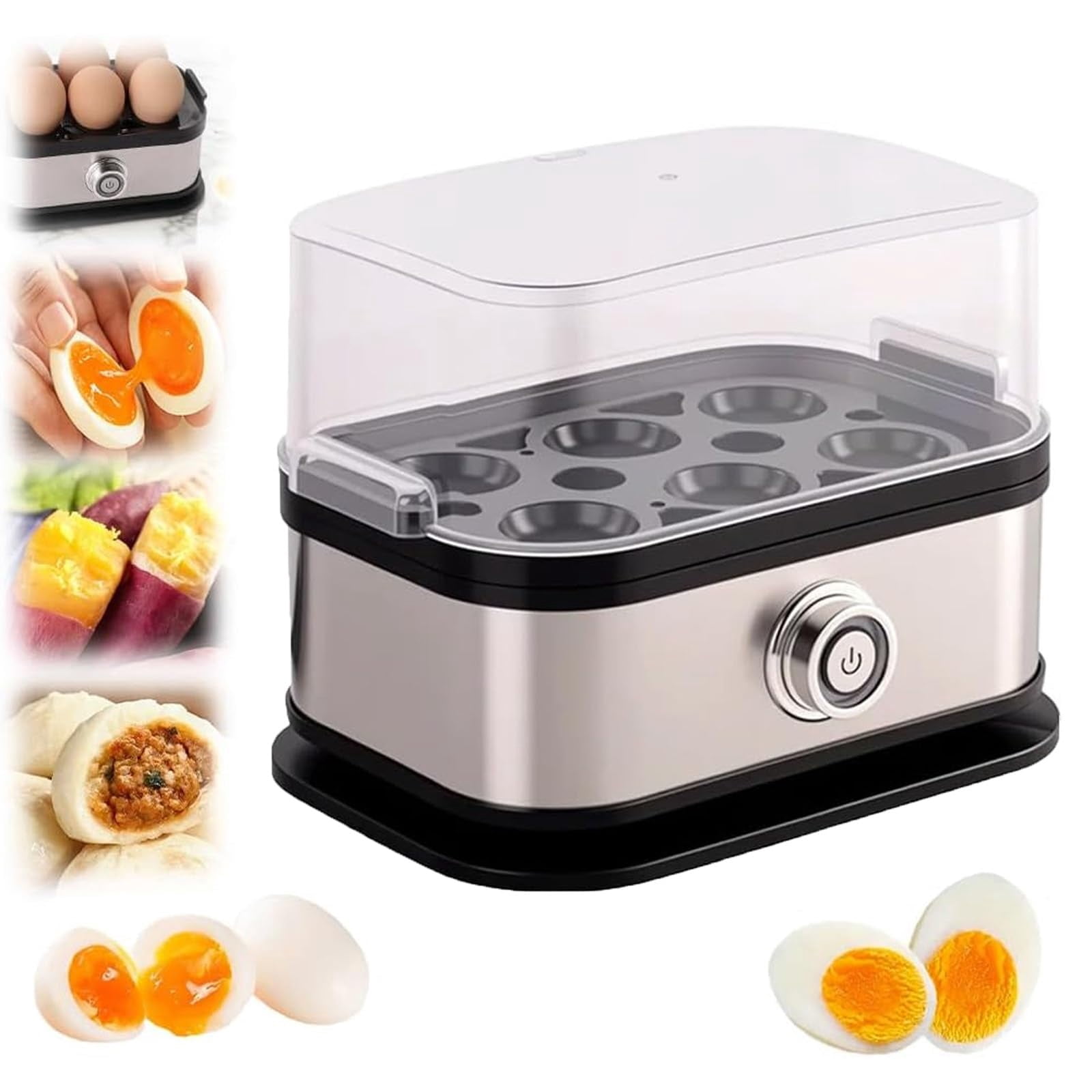 2025 Upgraded Square Egg Steamer, 200W Electric Cooker, Auto Shut-off, Easy Clean Multi-function Boiler for Soft Medium Hard Boiled Breakfast Eggs