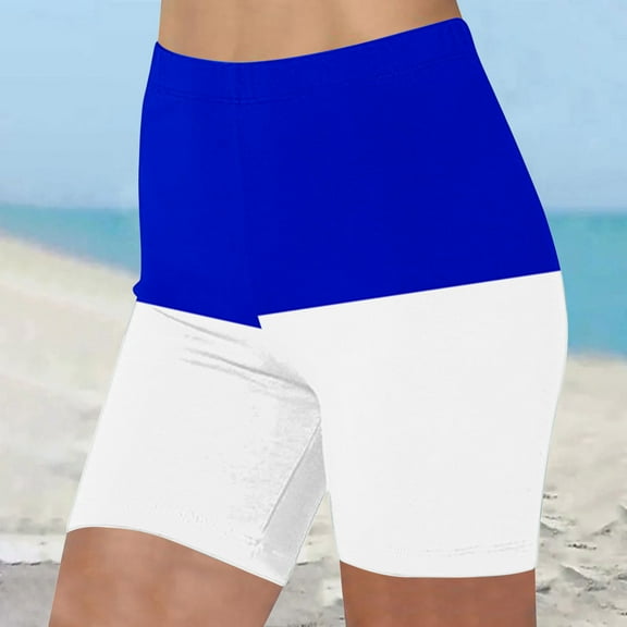 HaoXianJian Long Swim Board Shorts Colour Blocking High Waisted Quickly Dry Beach Swimming Shorts for Women Summer Shorts