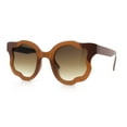 thumbnail image 4 of Unique Cloud Shape Thick Plastic Horn Rim Retro Sunglasses All Brown, 4 of 8
