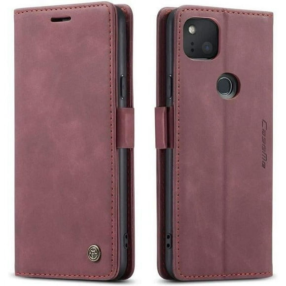 Google Pixel 4A Case, Google Pixel 4A Wallet case Vintage Leather Flip Case with 2 Credit Card Holder Strong Magnetic Kickstand Cash Pocket Wallet for Pixel 4A (Black)