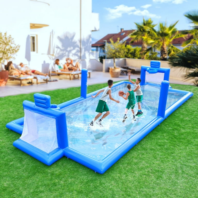 Relunch 33 FT Inflatable Volleyball Court for Kids Adults, 3 in 1 Inflatable Volleyball Football Basketball Court Field with 800W Blower for Beach Backyard Outdoor Party 33 x 16.5 x 6.2FT