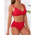 thumbnail image 5 of Asoul Bikini Sets for Womens V Neck High Waisted Swimsuits Ruched Two Piece Bathing Suit, 5 of 6