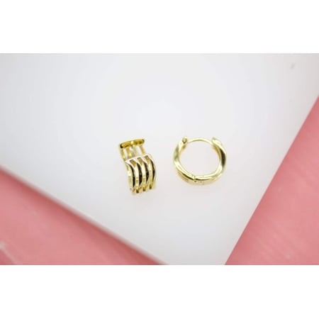18K Gold Filled Outlined Wave Huggies Earrings (L259)
