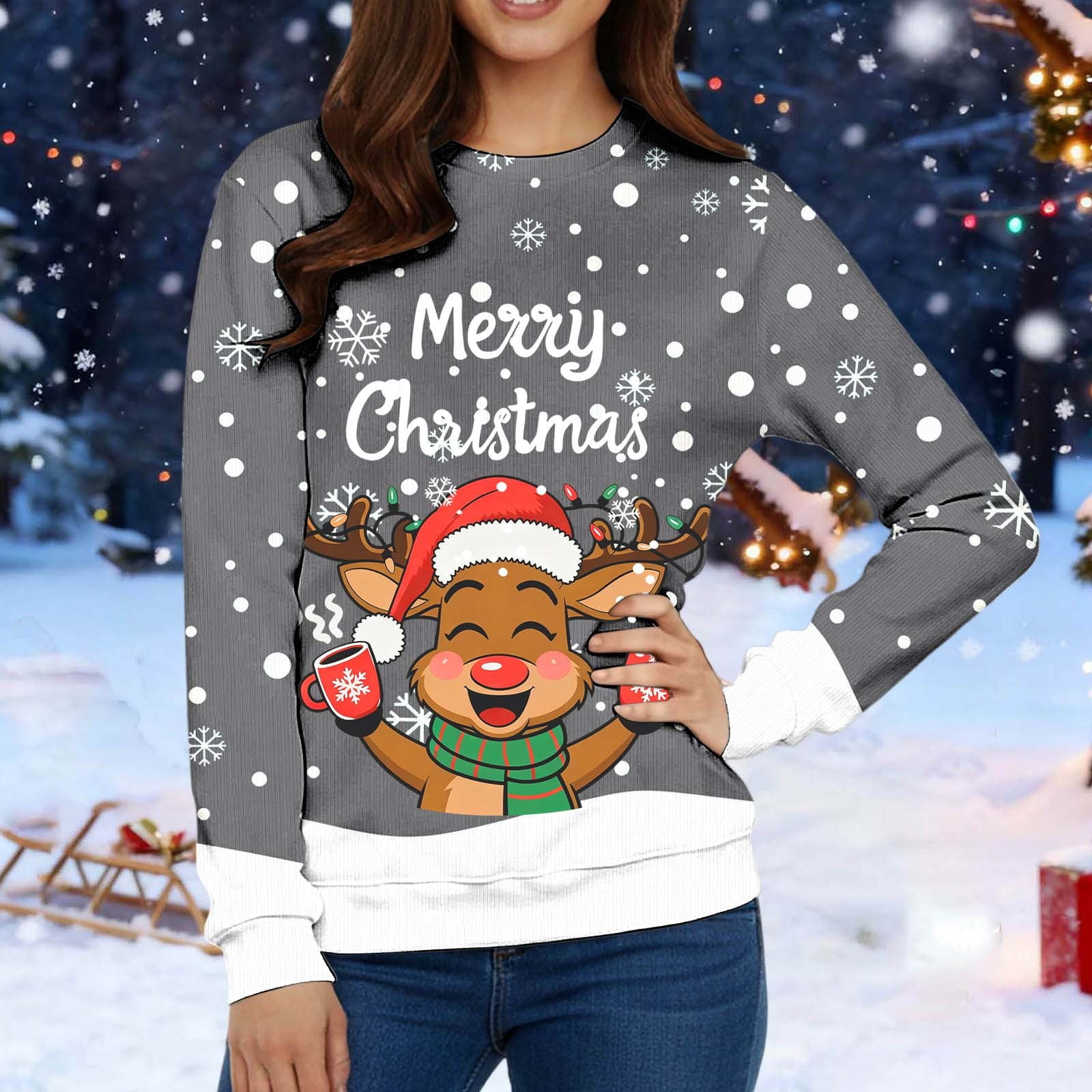 Christmas Sweater Men Sweaters Funny Sweatshirt Knit Plus Size Big and Tall Holiday Vacation Elf Adult Sweatshirts