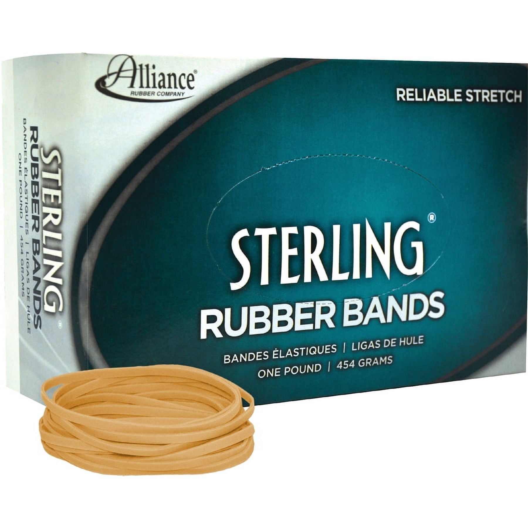 Alliance Sterling Rubber Bands, #33 (3 1/2" x 1/8"), 1lb. Box, Natural Crepe