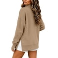 thumbnail image 6 of Women Sweatshirt Sevevn Quarter Zip Stand Collar Oversized Tunic Fit Fleece Fabric Side Slit Thumb Hole Long Sleeve For Daily Casual Lounging Wear, 6 of 9