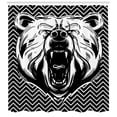thumbnail image 3 of Ambesonne Bear Shower Curtain, Scary Roar on Zigzag Lines, 69"Wx84"L, Black White, 3 of 3