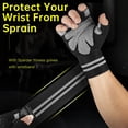 thumbnail image 2 of Guantes de entrenamiento sin dedos para hombres y mujeres, guantes de levantamiento de pesas con envolturas de muñeca, soporte para entrenamiento de gimnasio, protección completa de La Palma Fivean Guantes deportivos, 2 of 2