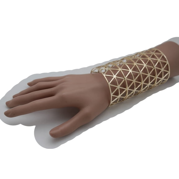 Women Silver Gold Black Fashion Wrist Metal Cuff Bracelet Long Bling Sexy Style