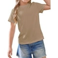 thumbnail image 2 of Girls Solid Color Summer Short Sleeved Casual Shirt Children Kids Round Neck Tee Tops for 5-14 Years, 2 of 6