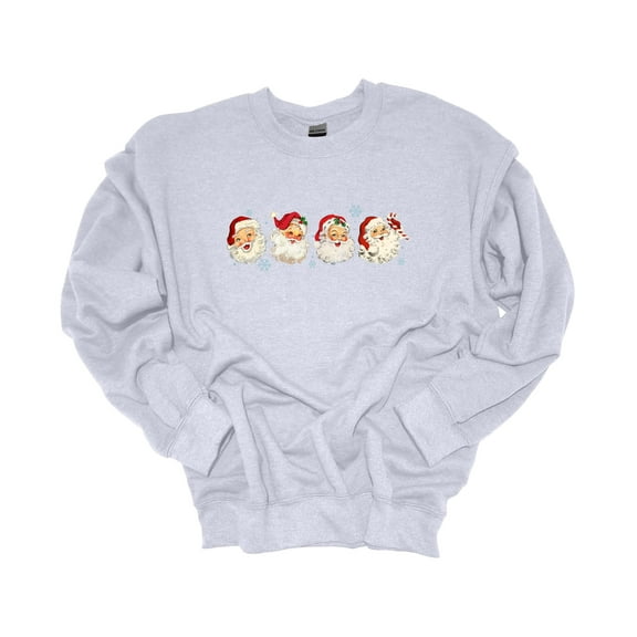 Womens Christmas Sweatshirt Cheerful Santas Festive Holiday Crewneck Sweatshirt-Ash Grey-medium