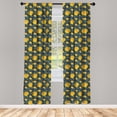 thumbnail image 3 of Flower Curtains 2 Panels Set, Yellow Chrysanthemum Blossoms on Dark Backdrop Natural Ornament, Window Drapes for Living Room Bedroom, 56"W X 84"L, Charcoal Grey Orange, by Ambesonne, 3 of 5